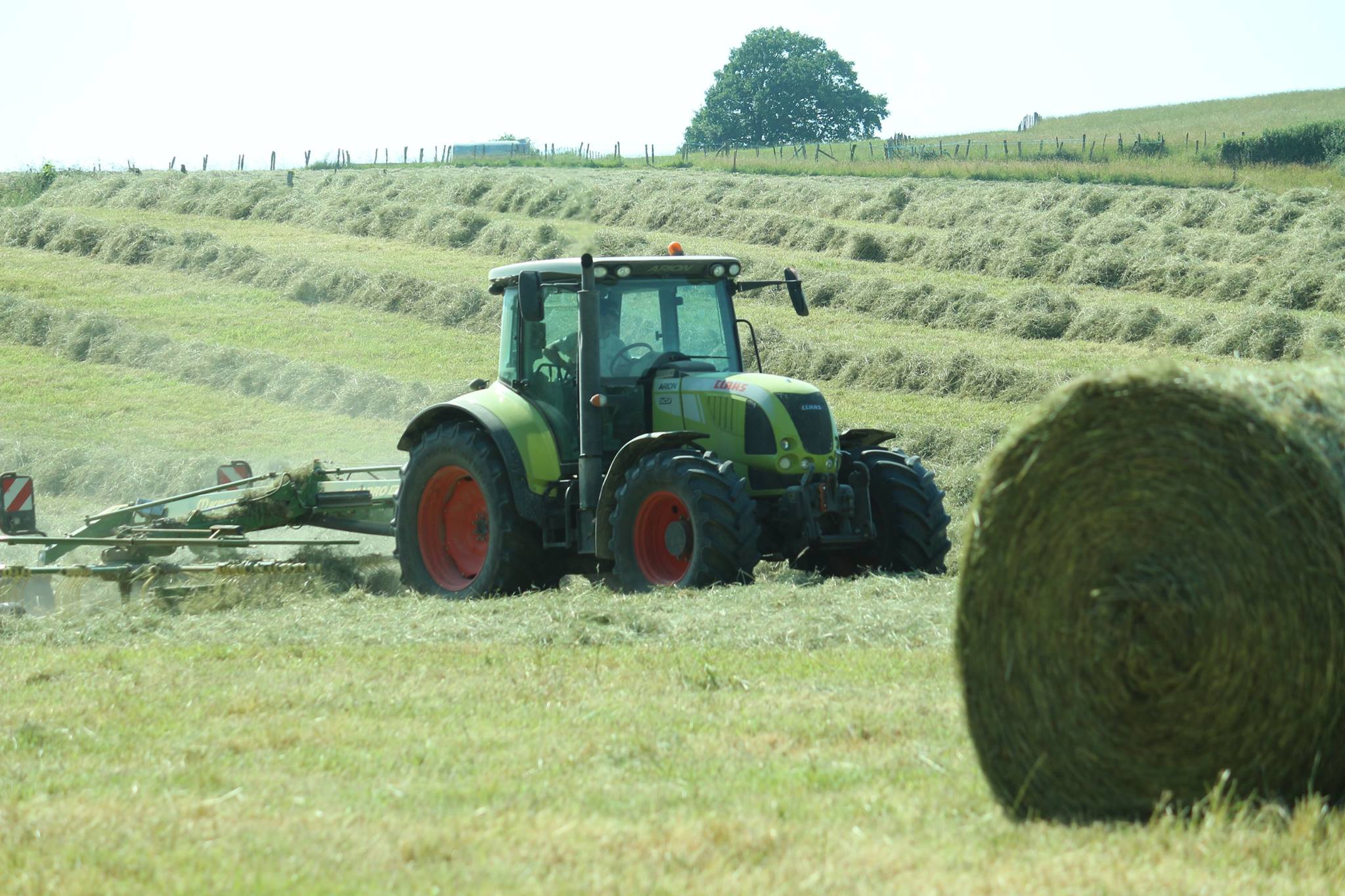 Tracteur et bottes de foin