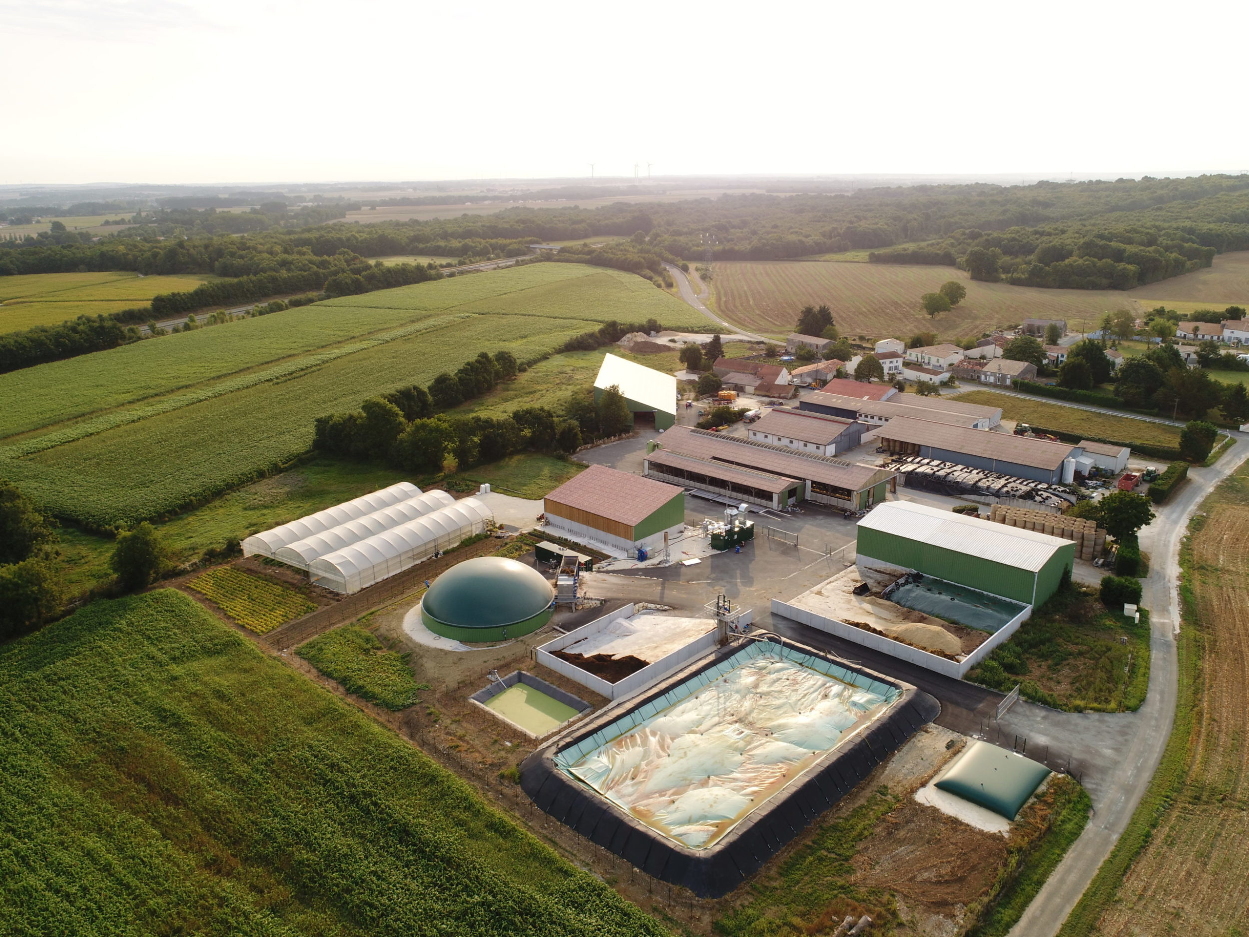 Vue aérienne d'une ferme